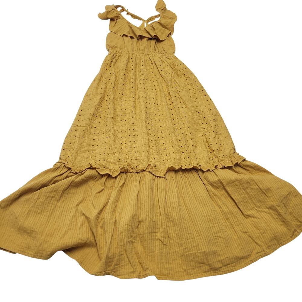 Moon River mustard yellow eyelet ruffle maxi dress tank Anthropologie boho - Picture 2 of 7